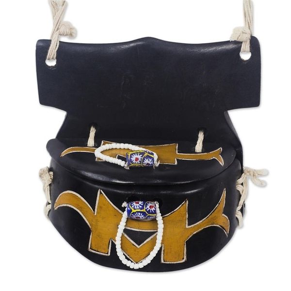 Alternate image for Stool-Themed Recycled Glass Beaded Wood Sling from Ghana Classic Stool