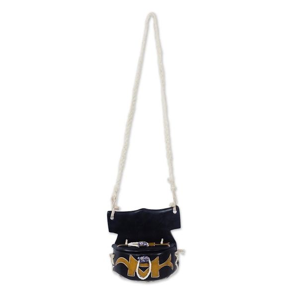 Alternate image for Stool-Themed Recycled Glass Beaded Wood Sling from Ghana Classic Stool
