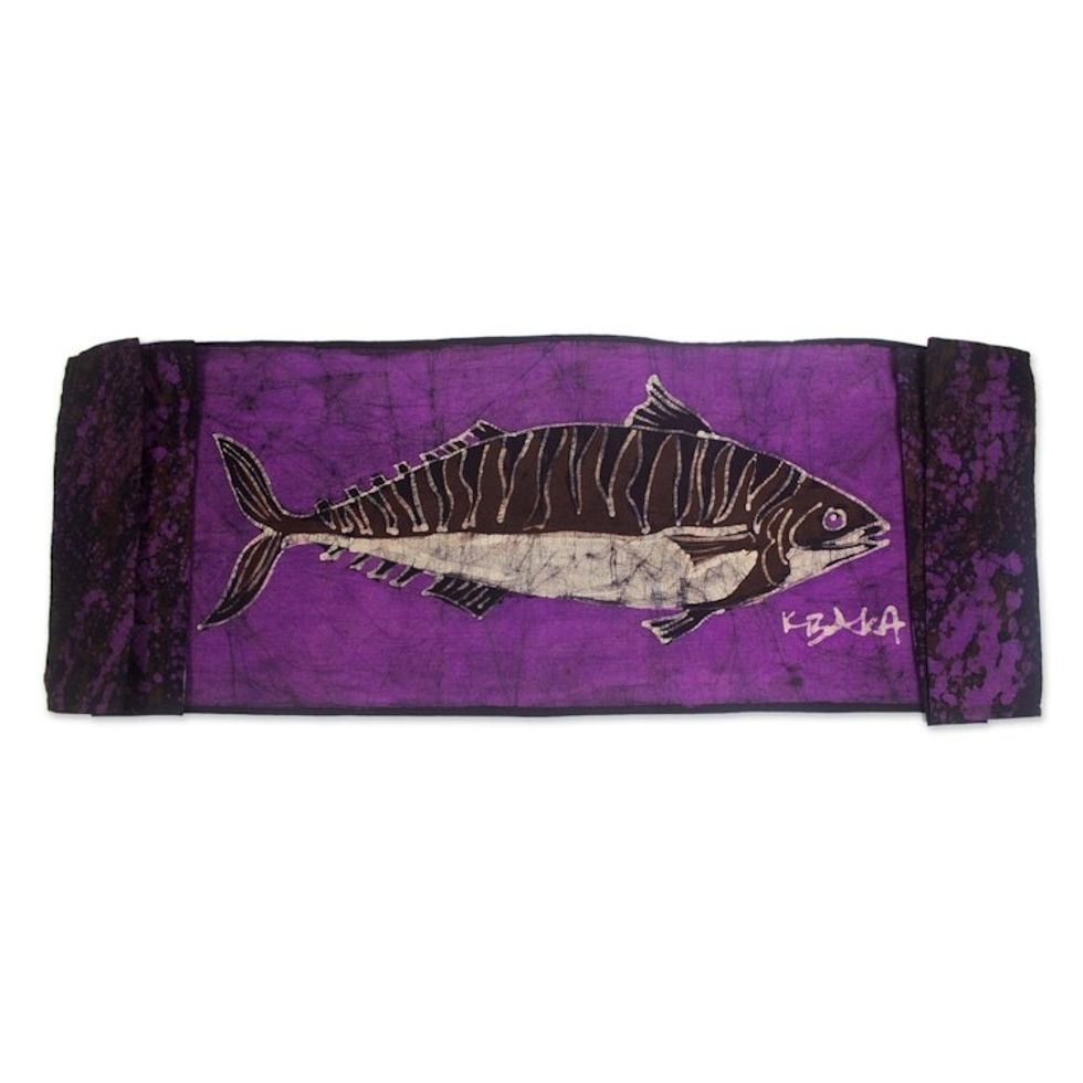 Hand Crafted African Batik Cotton Table Runner 'Mackerel II'