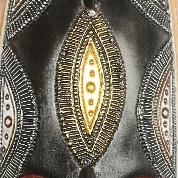 Alternate image for African Wood Mask Accented with Aluminum and Brass Perched Bird