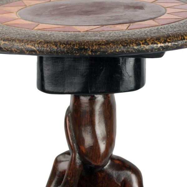 Alternate image for Cedar Wood Accent Table of a Sitting Man from Ghana Thoughtful Man