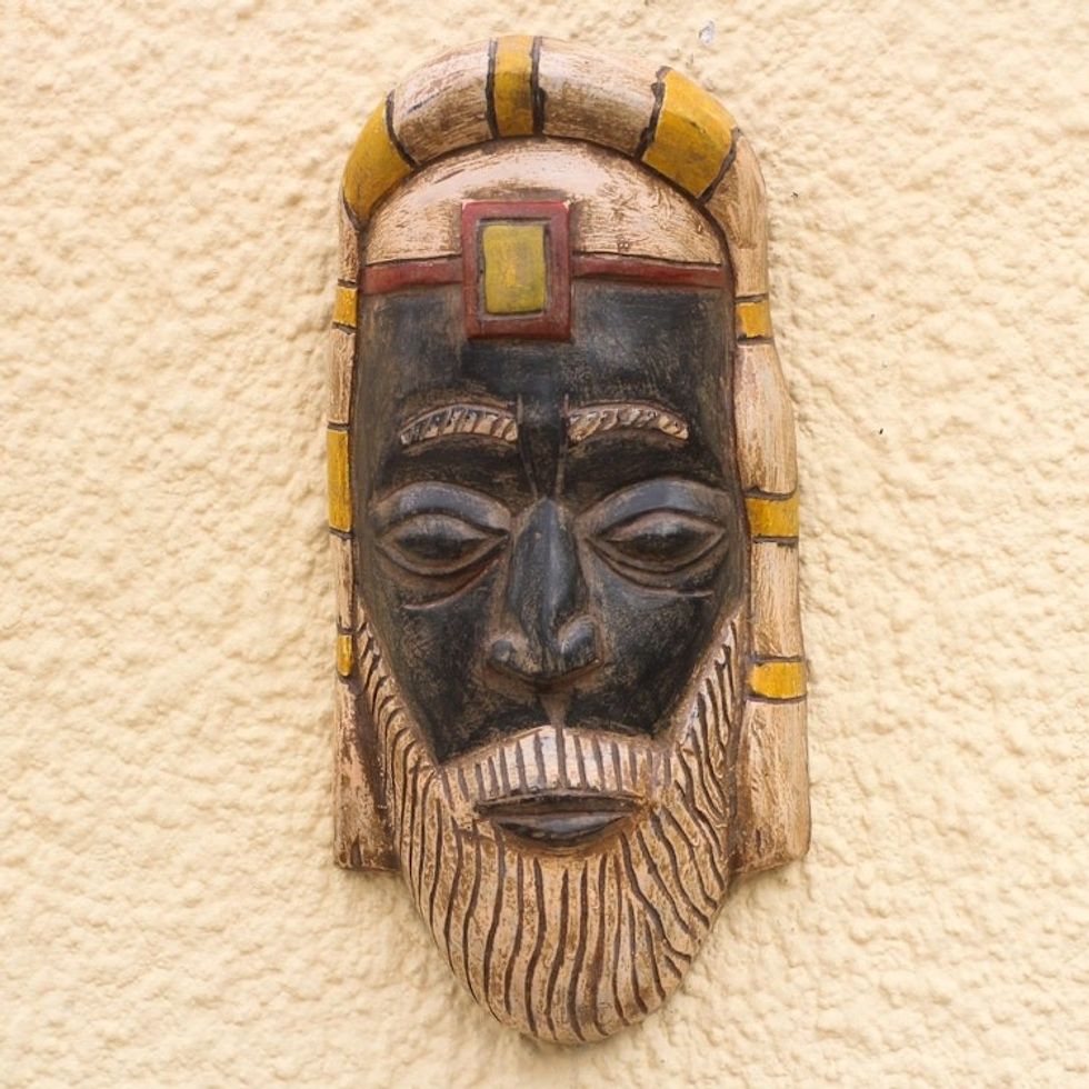 Roman Priest African Wood Mask from Ghana 'Roman Priesthood'