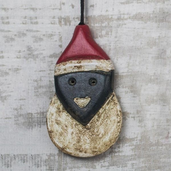 Alternate image for Wood Santa Claus Ornaments from Ghana Set of 3 Father Christmas