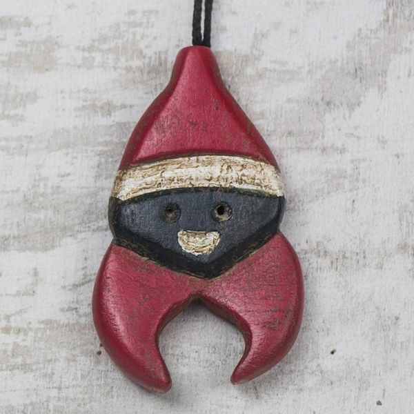 Alternate image for Wood Santa Claus Ornaments from Ghana Set of 3 Father Christmas