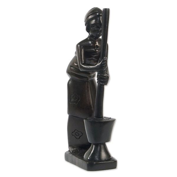 Alternate image for Artisan Crafted Ebony Wood Sculpture Hardworking Mother I