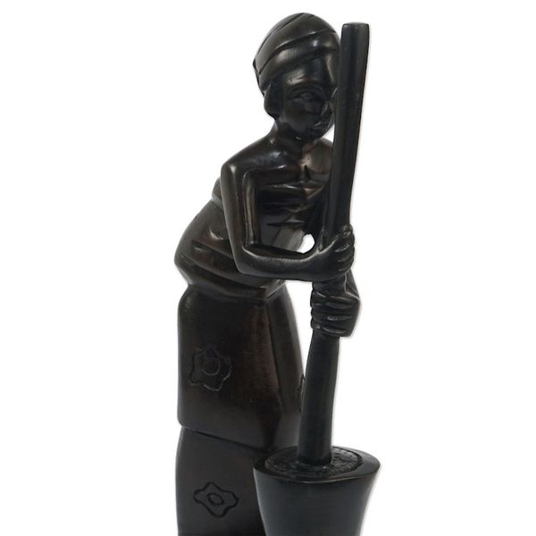 Alternate image for Artisan Crafted Ebony Wood Sculpture Hardworking Mother I