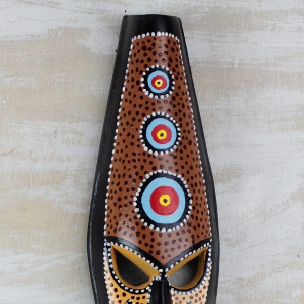Alternate image for Hand-Carved and Hand-Painted African Mask from Ghana Face of Wealth