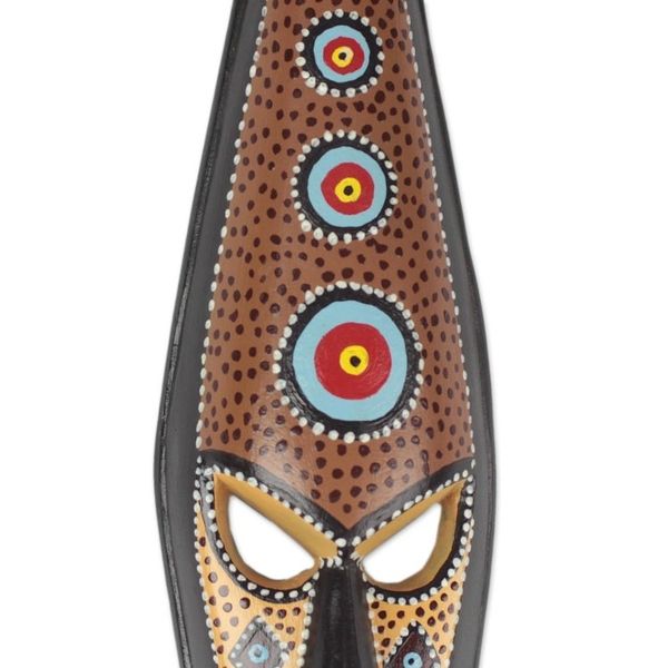Alternate image for Hand-Carved and Hand-Painted African Mask from Ghana Face of Wealth