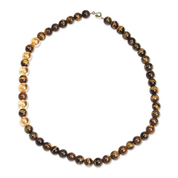 Alternate image for Tigers Eye and Recycled Glass Beaded Long Necklace Dromo Earth
