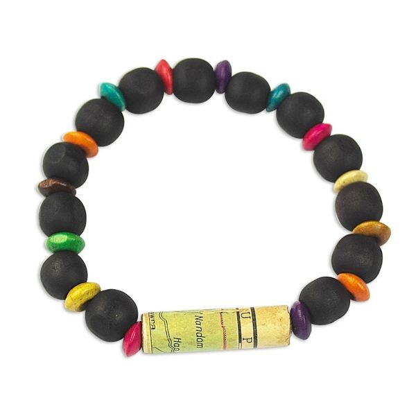 Alternate image for Unisex Sese Wood Bracelet with Recycled World Map Bead Seize the Day