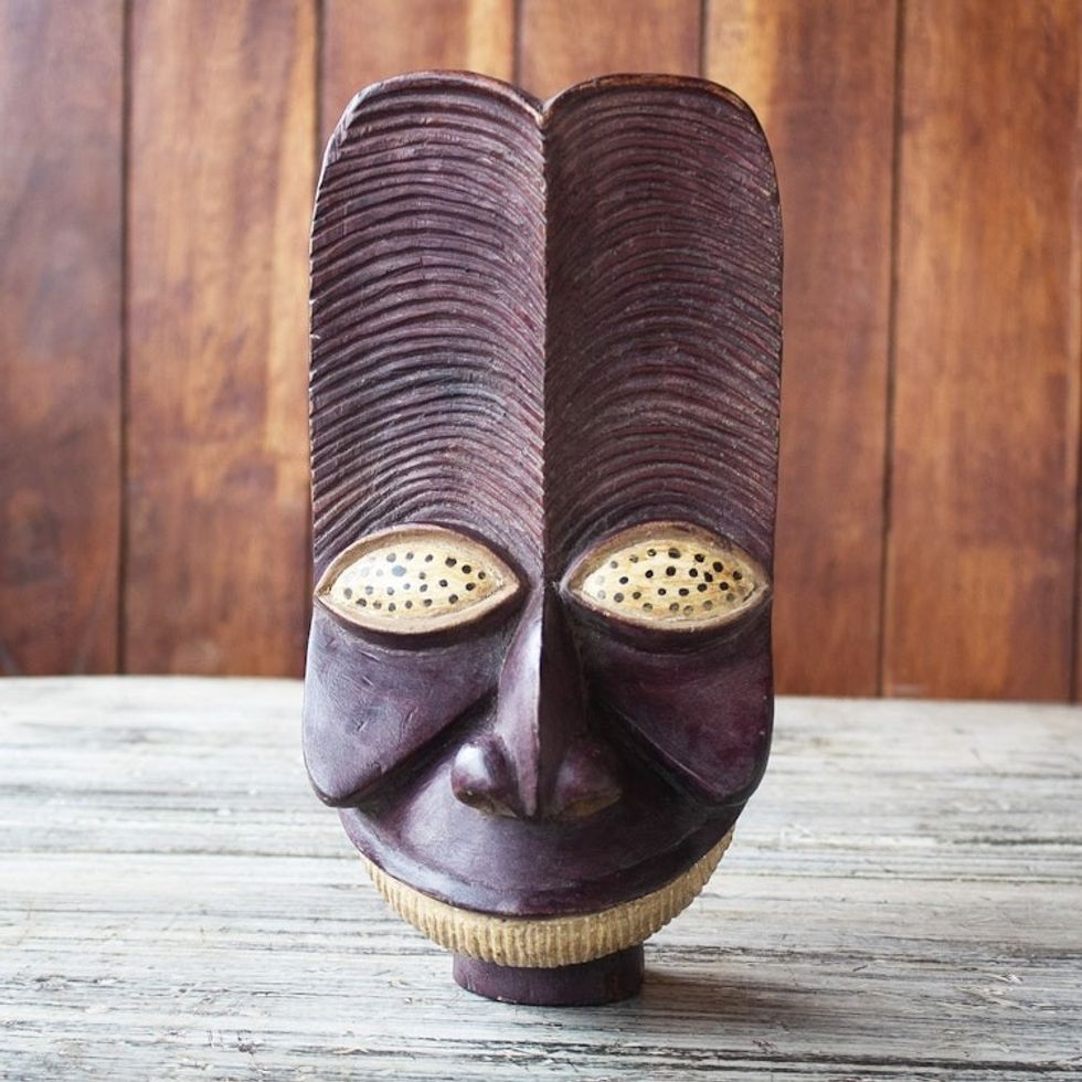 Handmade African Sese Wood Mask 'Bangwa'