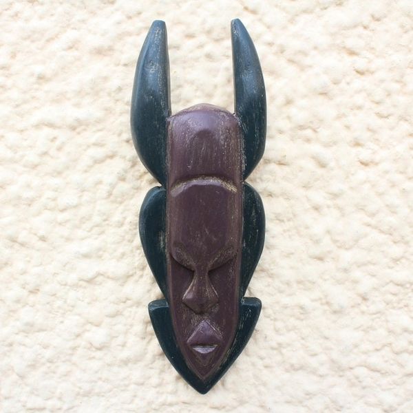 Alternate image for Hand Carved Ofram Wood African Mask Akan Ohene Kuma