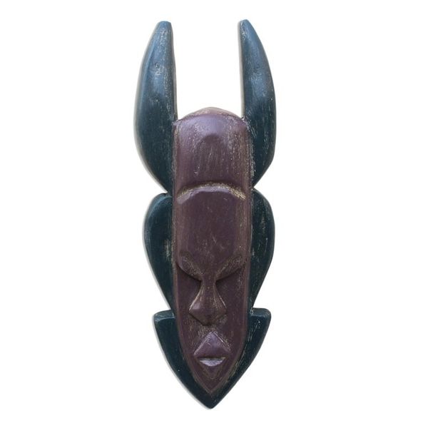 Alternate image for Hand Carved Ofram Wood African Mask Akan Ohene Kuma