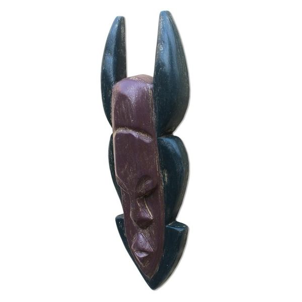 Alternate image for Hand Carved Ofram Wood African Mask Akan Ohene Kuma