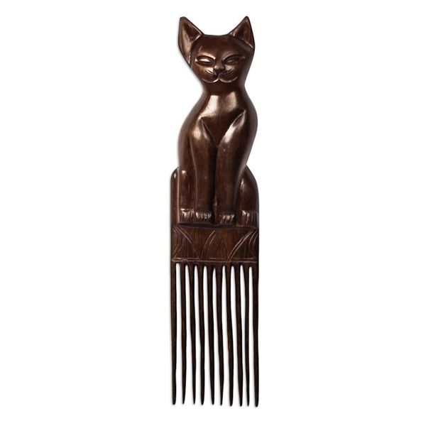 Alternate image for Mahogany Wood Cat-Motif Wall Art Brown Cat