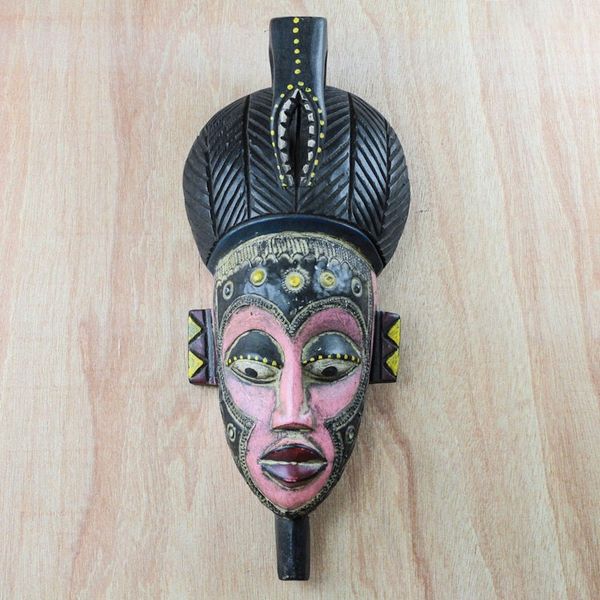 Alternate image for African Sese Wood Mask in Pink from Ghana Honest Emiyi