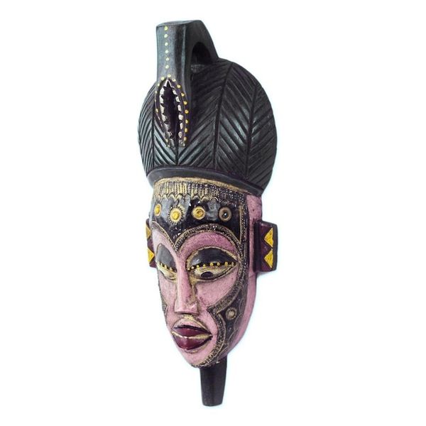 Alternate image for African Sese Wood Mask in Pink from Ghana Honest Emiyi
