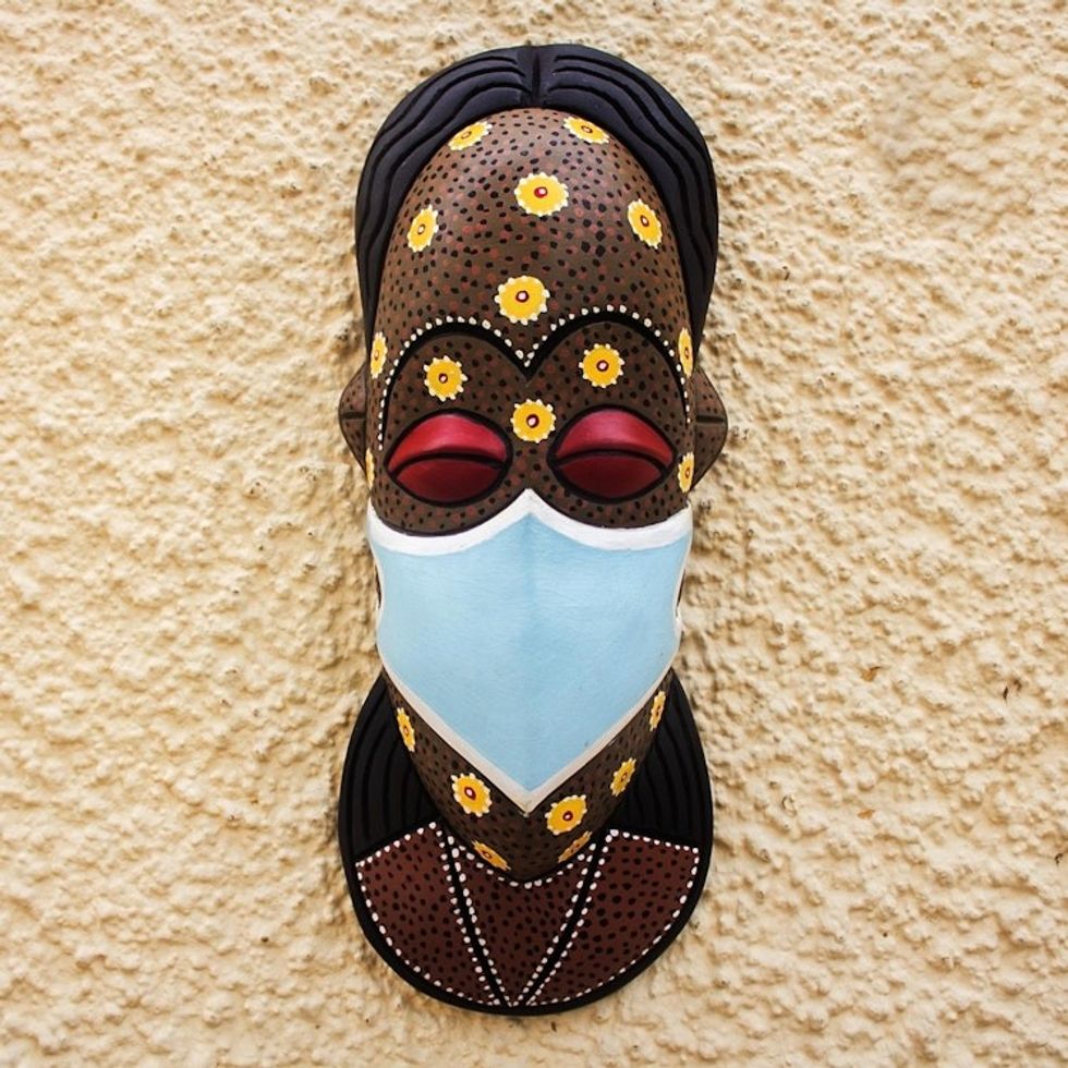 Hand Made African Sese Wood Mask 'Protection I'