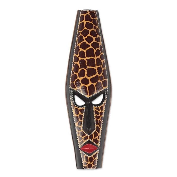 Alternate image for Wooden African Mask with Giraffe Motifs from Ghana Graceful Giraffe