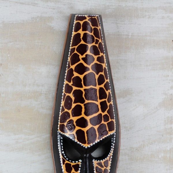 Alternate image for Wooden African Mask with Giraffe Motifs from Ghana Graceful Giraffe