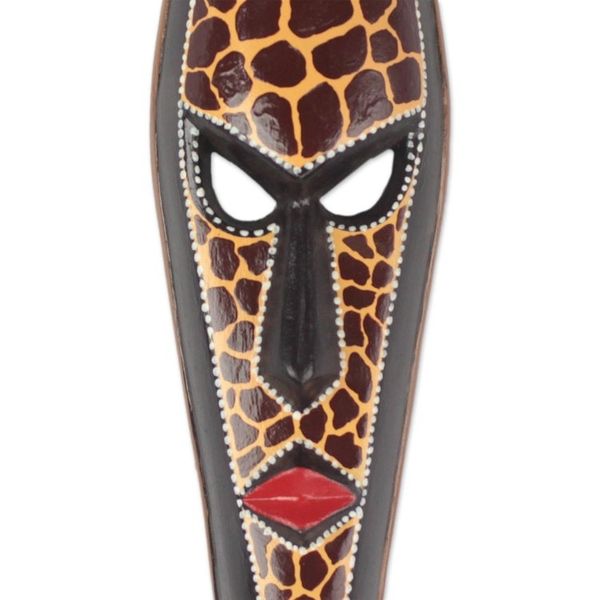 Alternate image for Wooden African Mask with Giraffe Motifs from Ghana Graceful Giraffe
