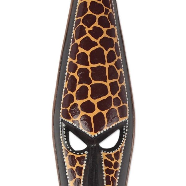 Alternate image for Wooden African Mask with Giraffe Motifs from Ghana Graceful Giraffe