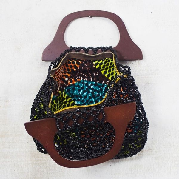 Alternate image for Black Glass Beaded Handle Handbag from Ghana Love Beads