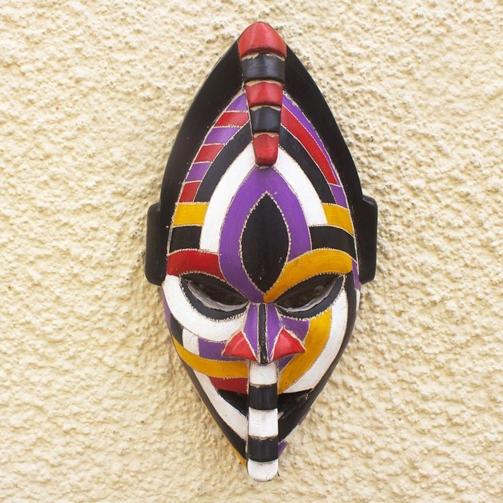 Hand Carved African Sese Wood Mask 'Dimena'