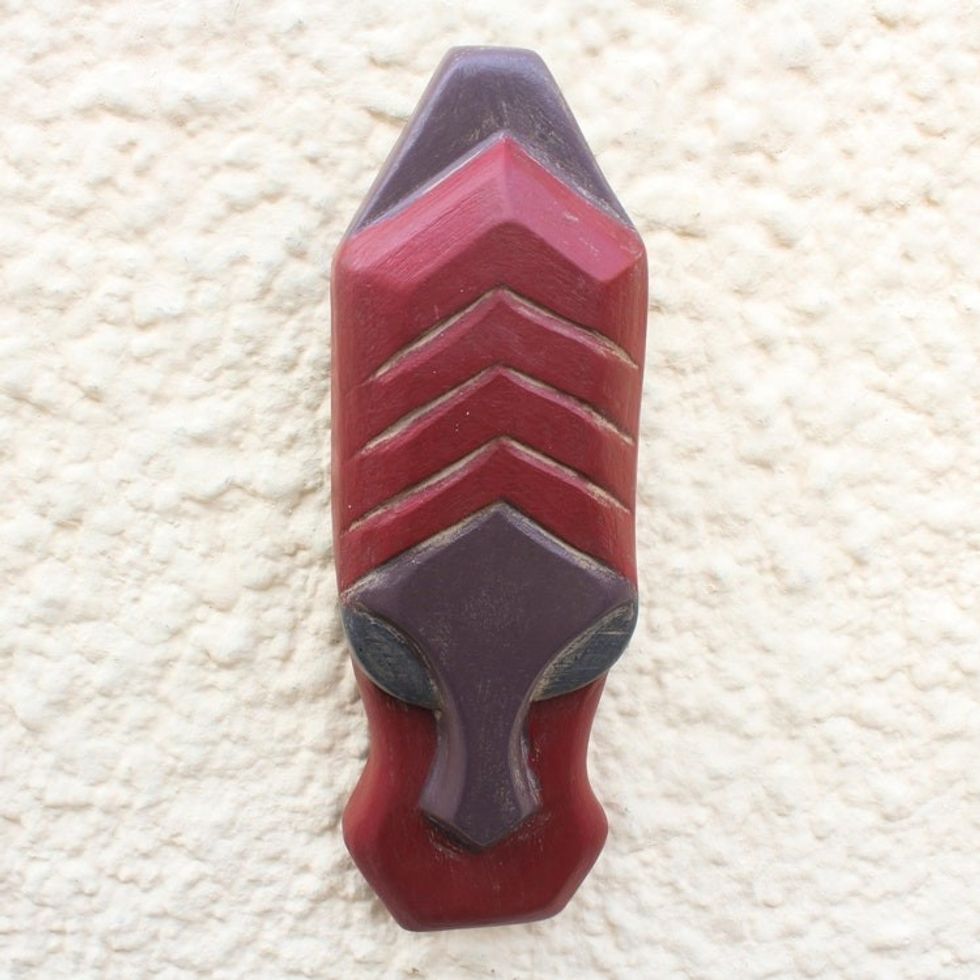 Hand Carved African Ofram Wood Mask 'Anaafo'