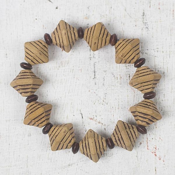Alternate image for Pyramid-Shaped Wood and Recycled Plastic Stretch Bracelet Eco Pyramids