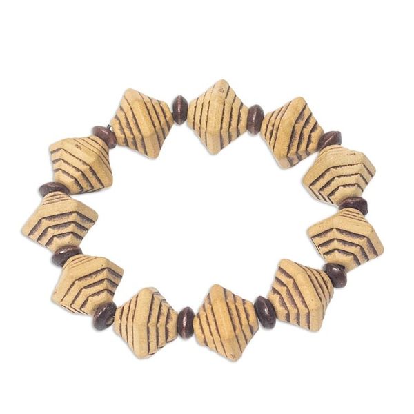 Alternate image for Pyramid-Shaped Wood and Recycled Plastic Stretch Bracelet Eco Pyramids
