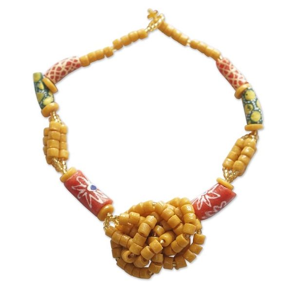 Alternate image for Hand Made Recycled Glass Beaded Necklace Shidaa