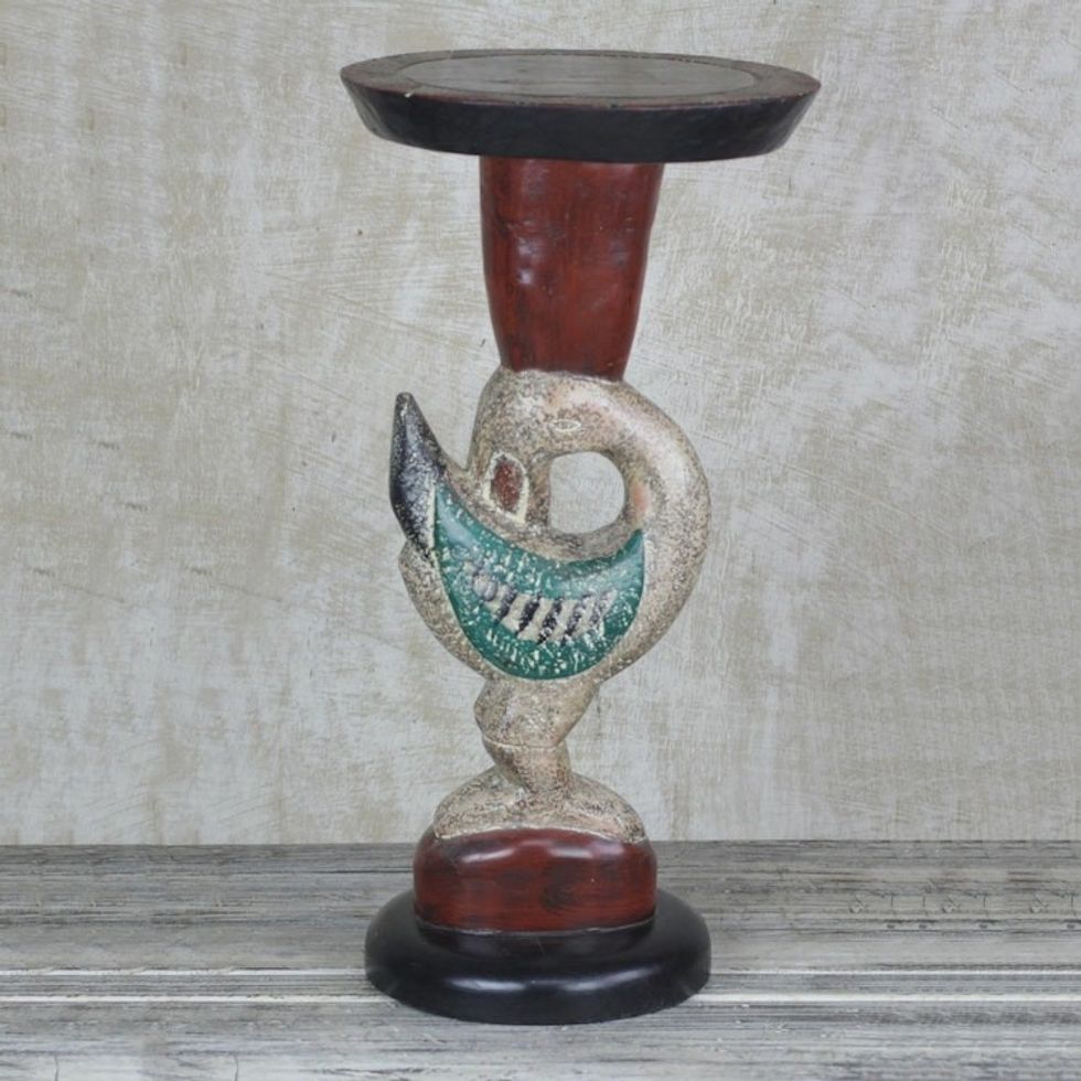 Cedar Wood Sankofa Accent Table from Ghana 'Supporting Sankofa'