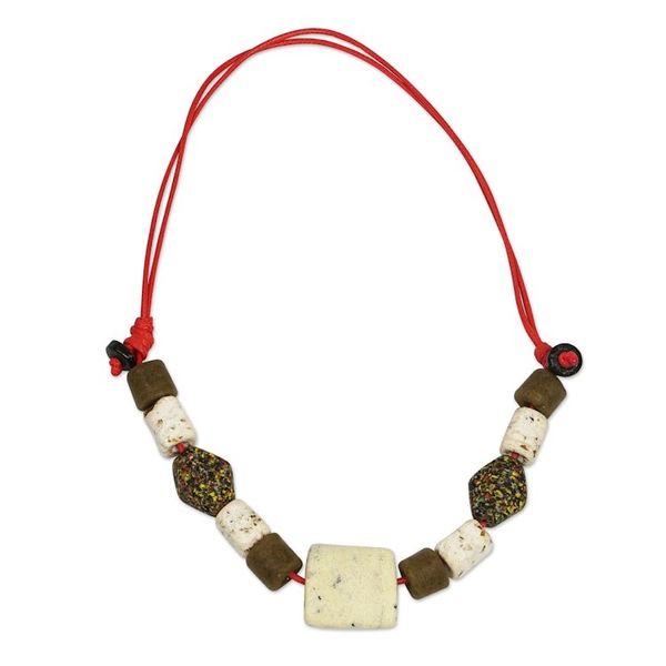Alternate image for Handmade Recycled Glass Beaded Necklace Stand Out