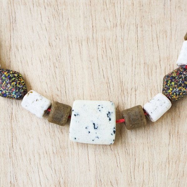 Alternate image for Handmade Recycled Glass Beaded Necklace Stand Out