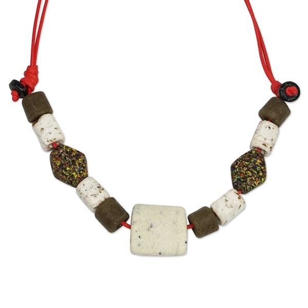 Alternate image for Handmade Recycled Glass Beaded Necklace Stand Out