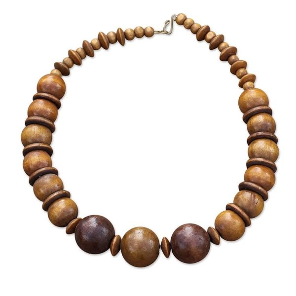 Alternate image for Sese Wood Necklace with Beads and Discs from Ghana Promise of Beauty