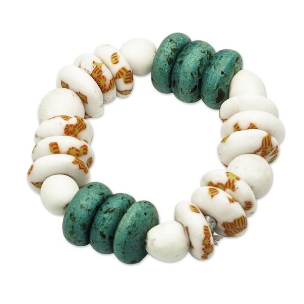 Alternate image for Hand Made Recycled Glass Beaded Bracelet Alive and Kicking