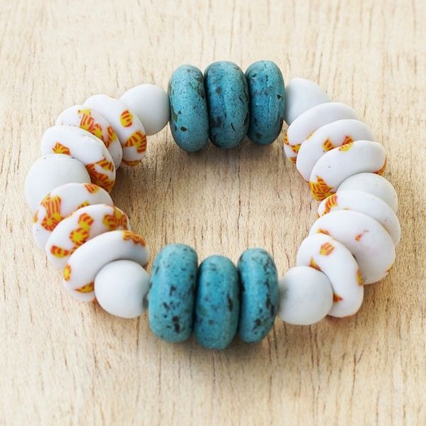 Alternate image for Hand Made Recycled Glass Beaded Bracelet Alive and Kicking