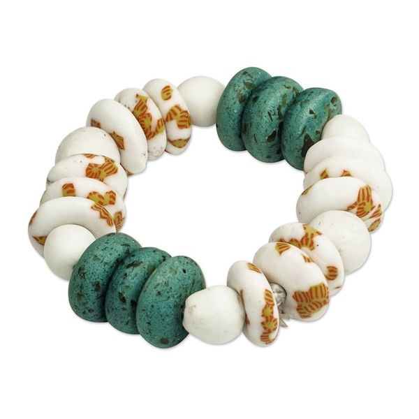 Alternate image for Hand Made Recycled Glass Beaded Bracelet Alive and Kicking