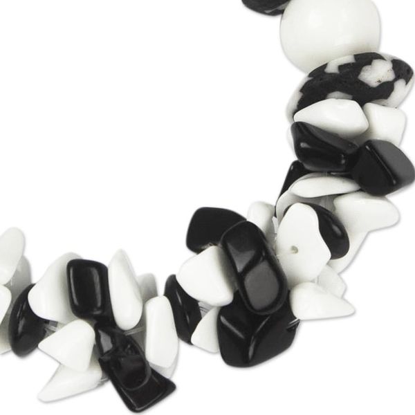 Alternate image for Black and White Agate Recycled Glass Bead Bracelet Dzidzor