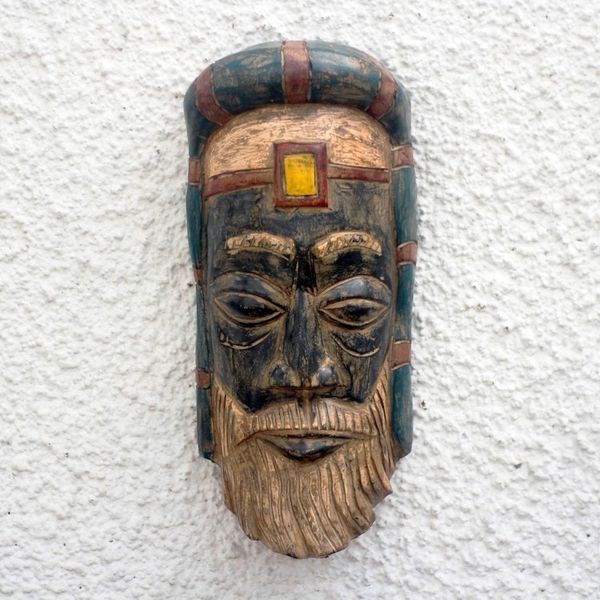 Alternate image for African Wood Roman Priest Mask from Ghana Roman Priest