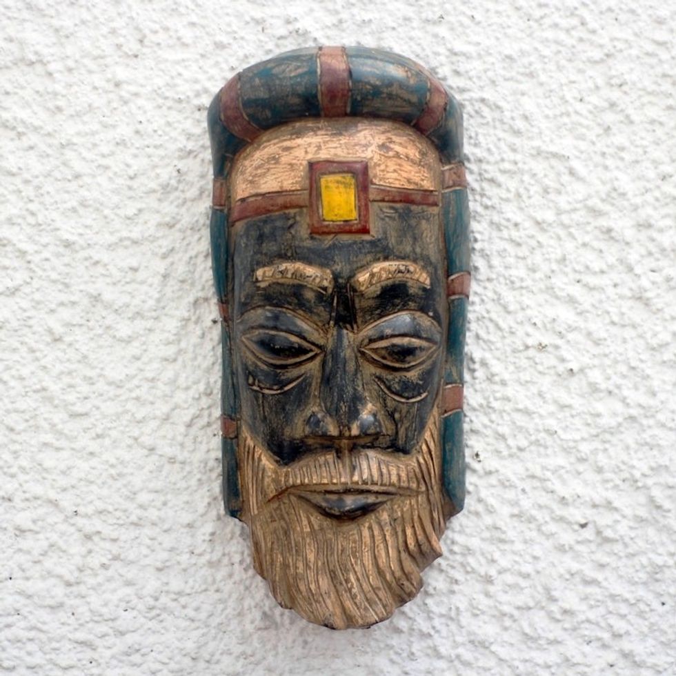 African Wood Roman Priest Mask from Ghana 'Roman Priest'