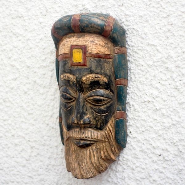 Alternate image for African Wood Roman Priest Mask from Ghana Roman Priest