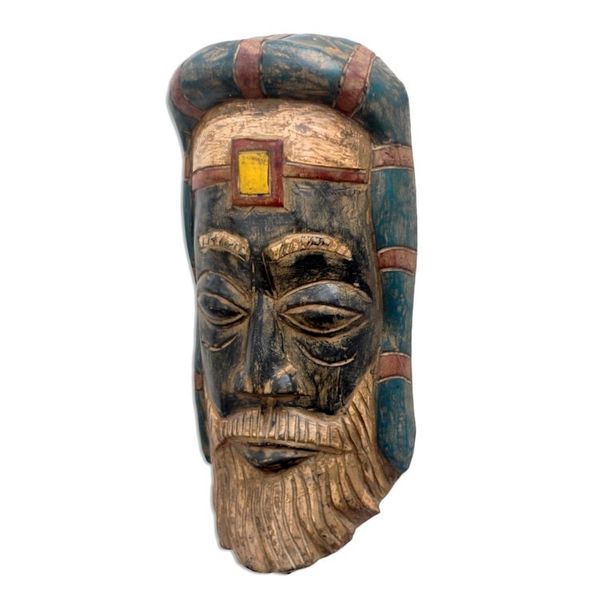 Alternate image for African Wood Roman Priest Mask from Ghana Roman Priest