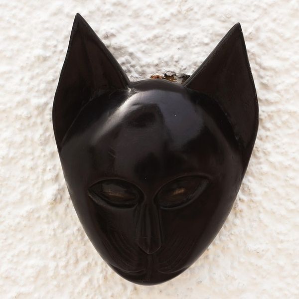 Alternate image for Handcrafted Cat Sese Wood Mask from Ghana Feline of My Land