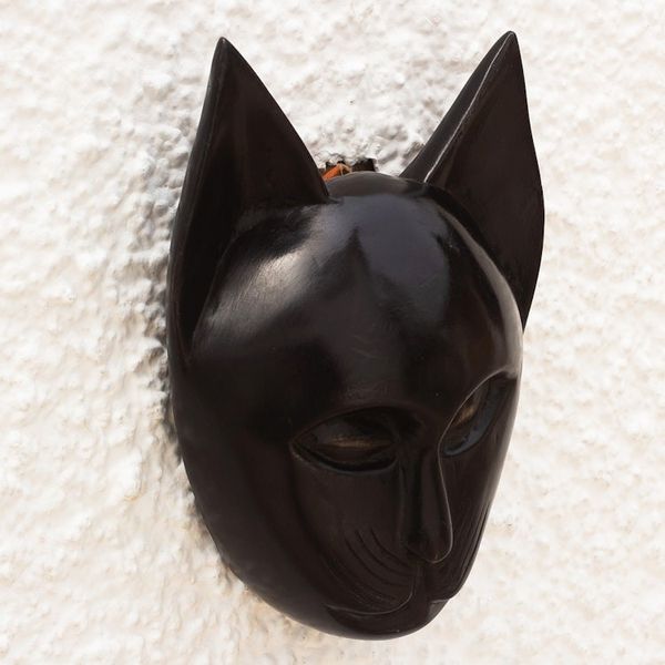Alternate image for Handcrafted Cat Sese Wood Mask from Ghana Feline of My Land