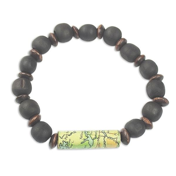Alternate image for Sese Wood and Recycled Paper Bead Unisex Bracelet World Traveler