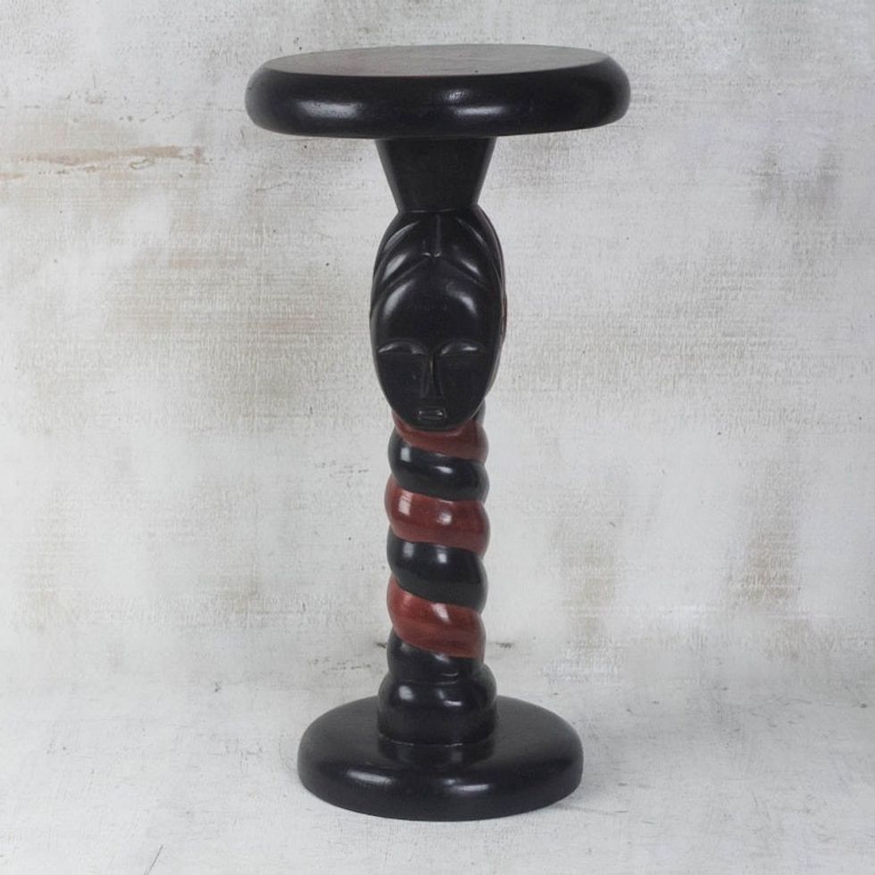 Spiral Pattern Cedar Wood Accent Table from Ghana 'Fafali Spiral'