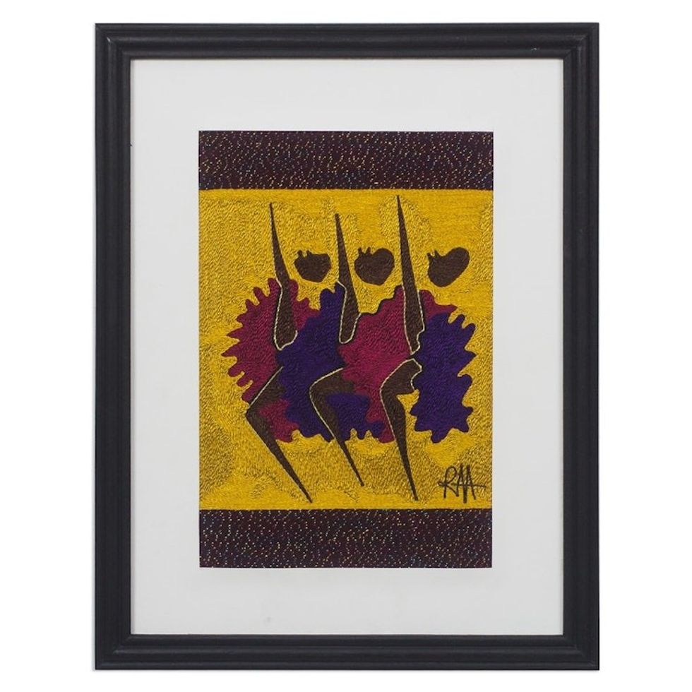 Handmade Silk Wall Art of African Warriors from Ghana 'Final Warriors'